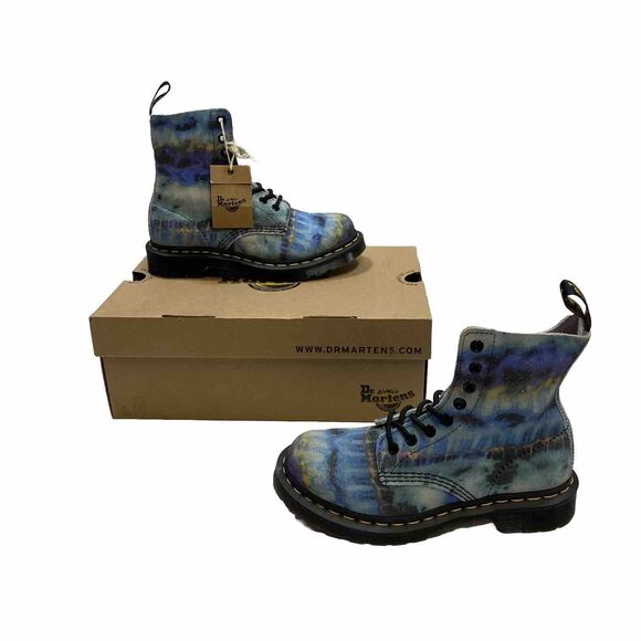 Dr Martens 1460 Summer Tie Dye Blue Tumbled Leather Boot Lace Up